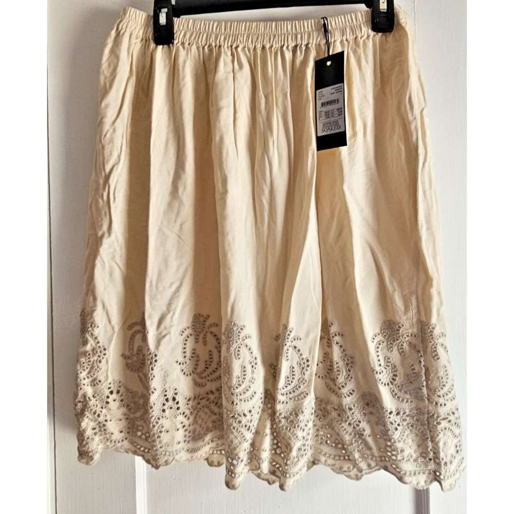 NWT SOAKED in Luxury  SL LANDRA  floral eyelet scalloped hem skirt womans L